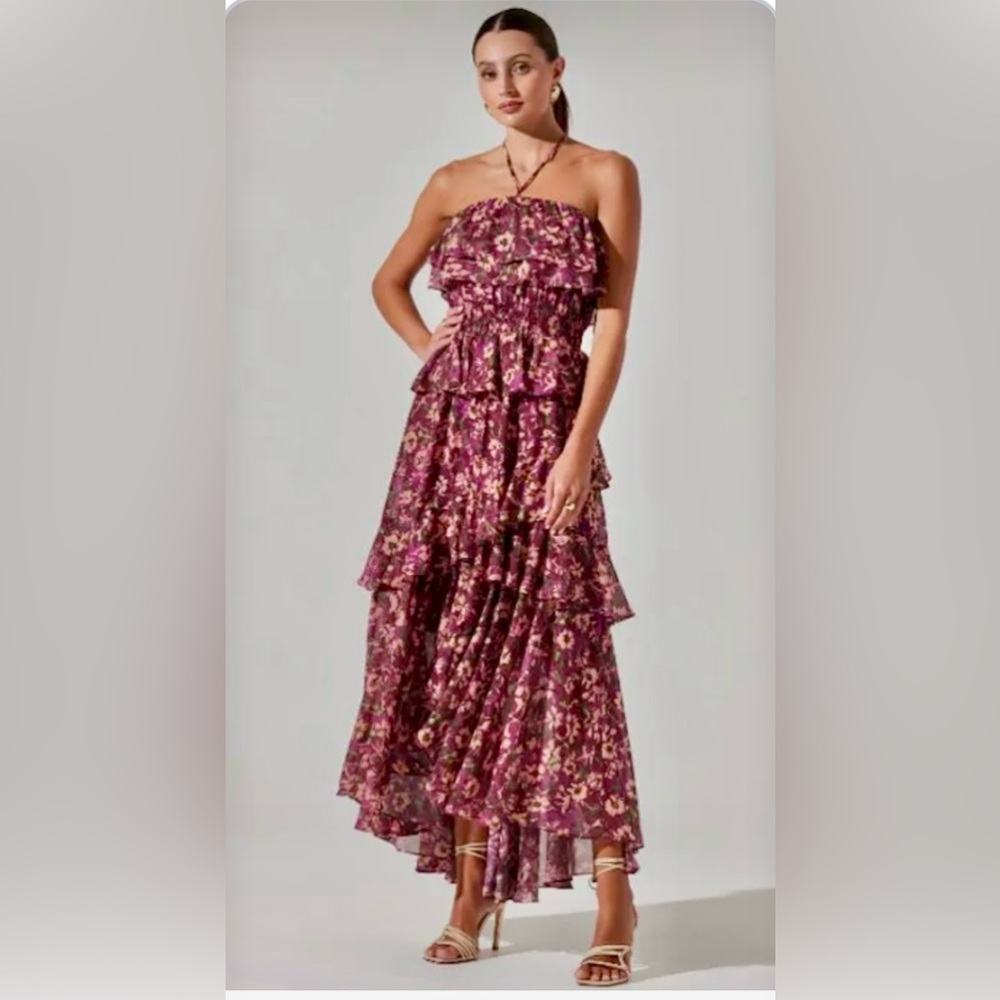 Astr Floral Maxi Dress - Purple and Pink